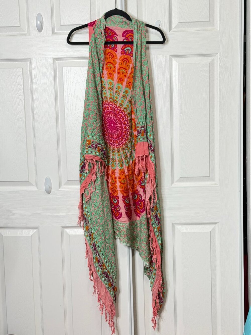 Boho Flowy Colorful Hippy Scarf Duster Vest- One Size